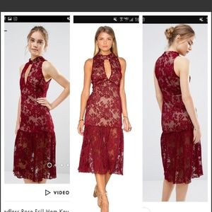 Asos burgandy lace keyhole endless rose dress